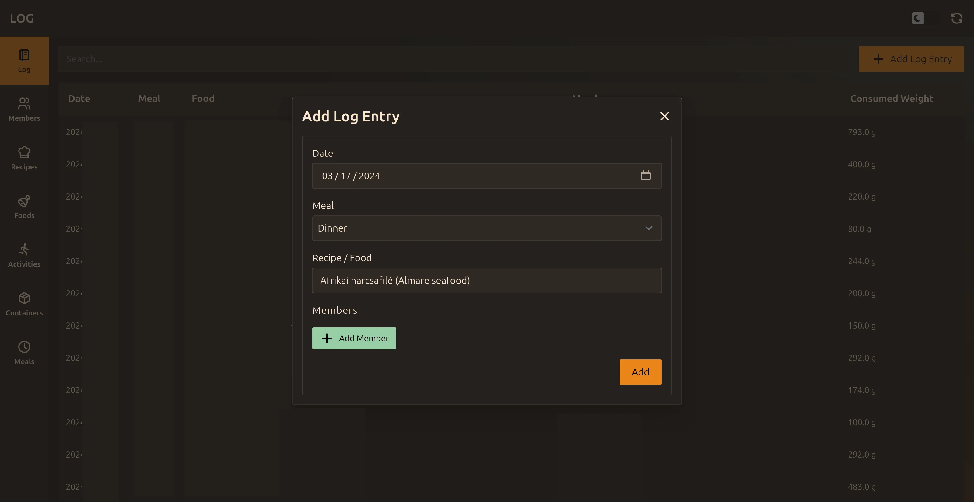 Add log entry dialog log_entry
